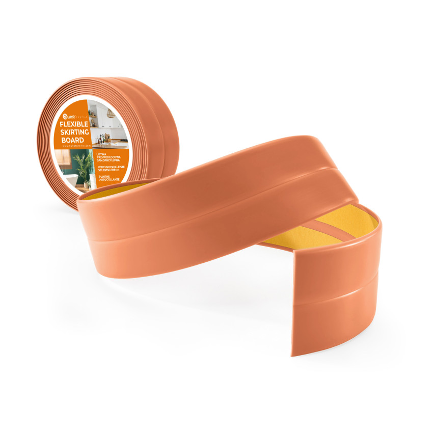 Weichsockelleiste Selbstklebend Sockelleiste Knickleiste aus PVC Kunststoff, Flexible Fußleiste Wandabschlussleiste, ziegelstein