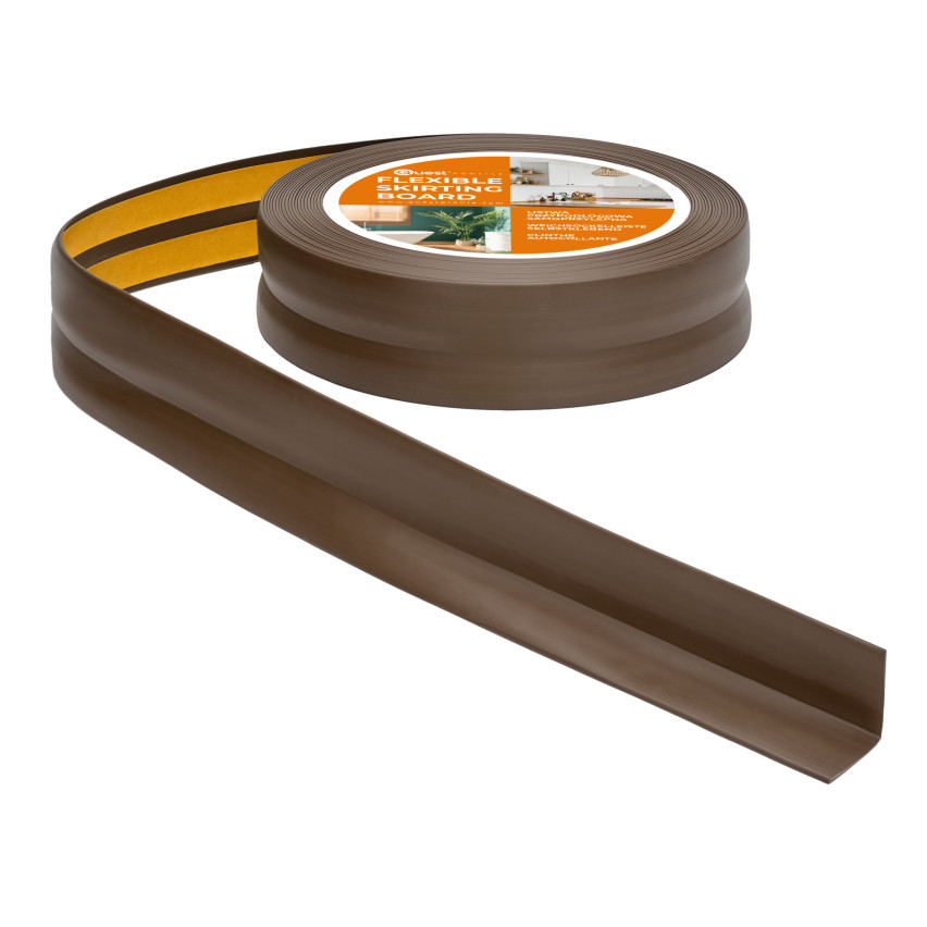 Weichsockelleiste Selbstklebend Knickleiste, Abschlussleiste für Küche, Badezimmer, Dekorativ, UV-beständig, dunkelbraun