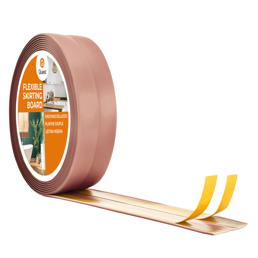 Weichsockelleiste Selbstklebend Sockelleiste Knickleiste aus PVC Kunststoff, Flexible Fußleiste Wandabschlussleiste, hellbraun