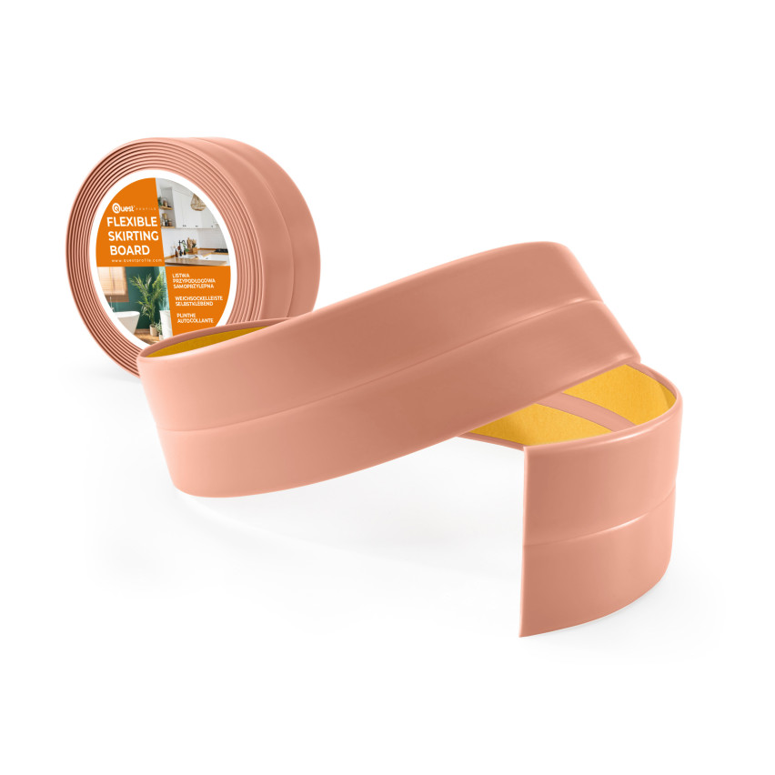 Weichsockelleiste Selbstklebend Sockelleiste Knickleiste aus PVC Kunststoff, Flexible Fußleiste Wandabschlussleiste, hellbraun