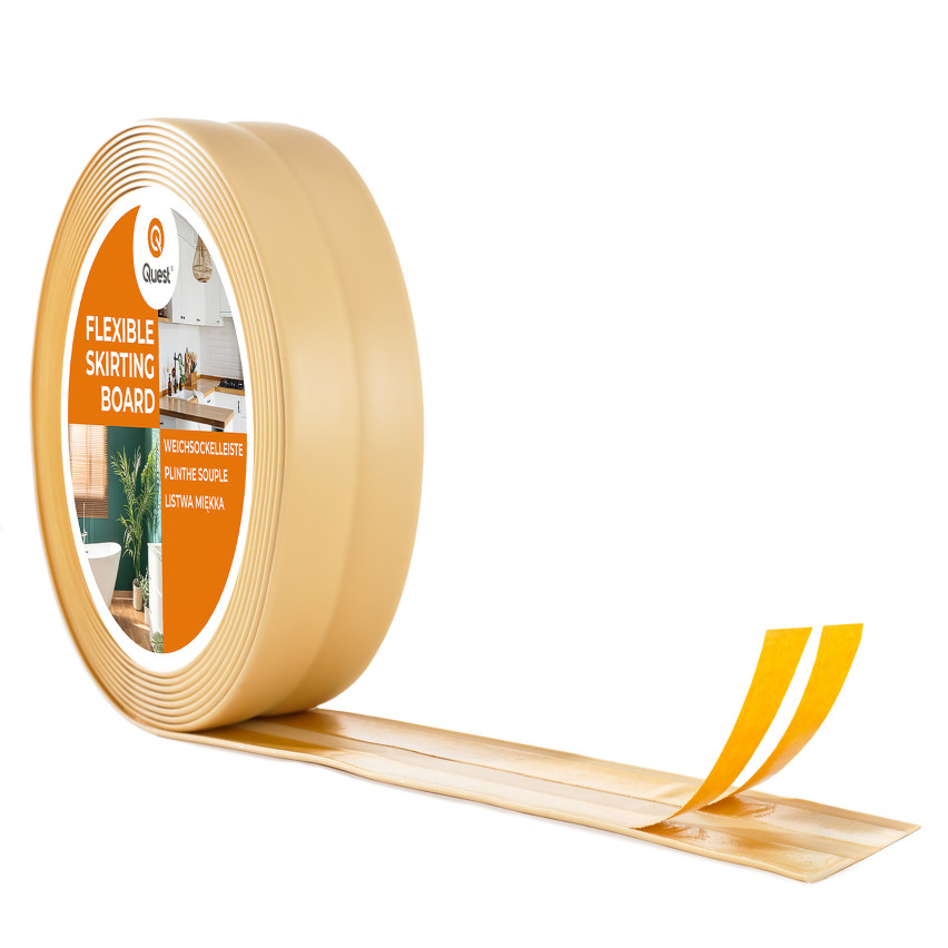 Weichsockelleiste Selbstklebend Knickleiste, Abschlussleiste für Küche, Badezimmer, Dekorativ, UV-beständig, creme