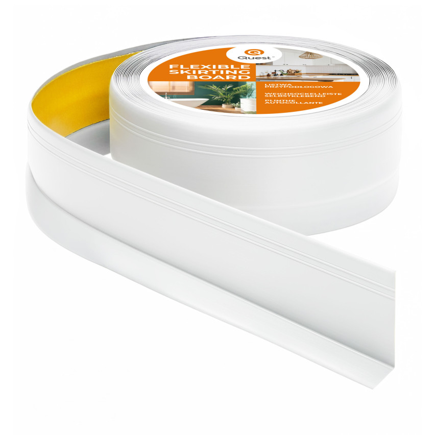 Selbstklebende PVC-Sockelleiste, flexible DEKOR-Leiste, 50x20mm, weiß