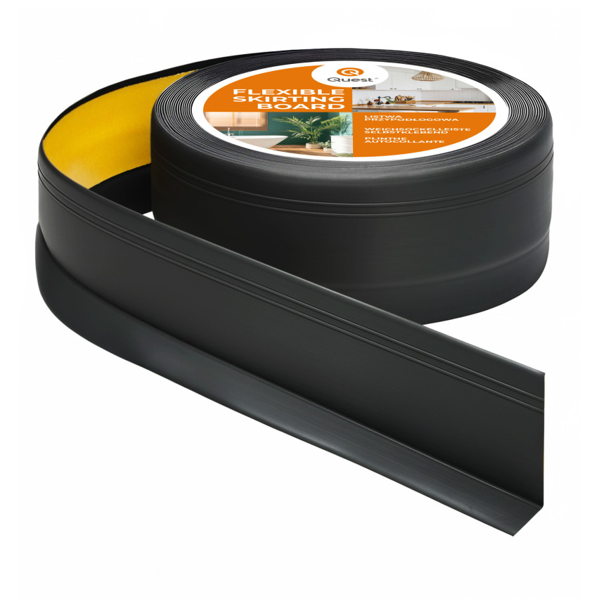 Selbstklebende PVC-Sockelleiste, flexible DEKOR-Leiste, 50x20mm, schwarz