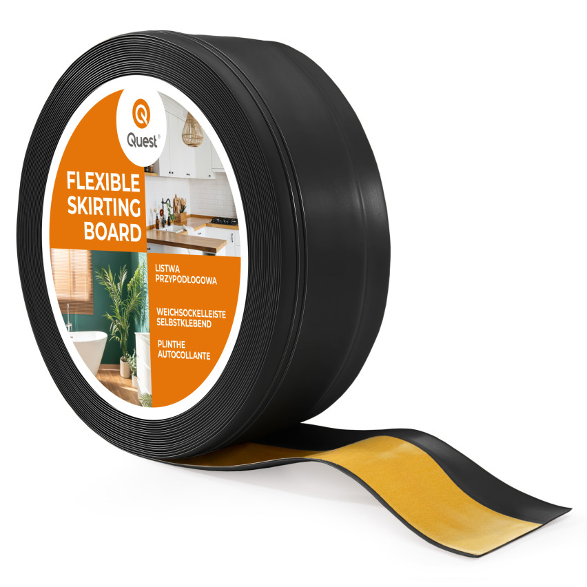 Selbstklebende PVC-Sockelleiste, flexible DEKOR-Leiste, 50x20mm, schwarz