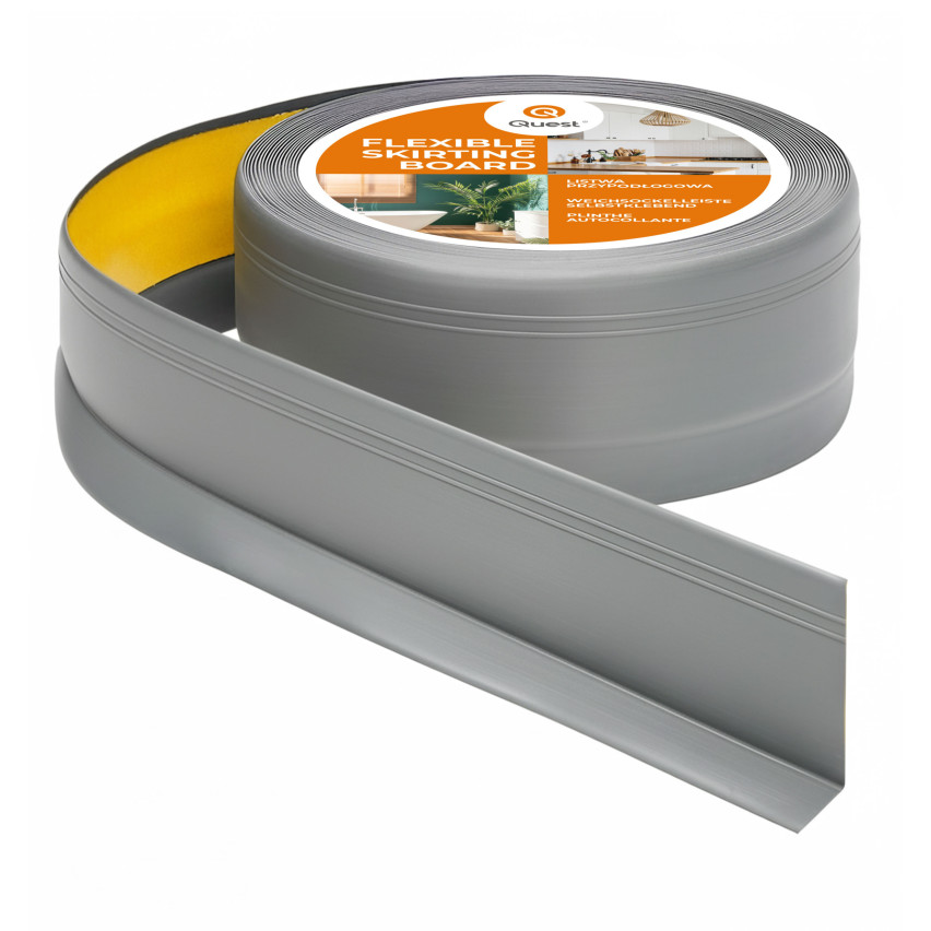 Selbstklebende PVC-Sockelleiste, flexible DEKOR-Leiste, 50x20mm, grau