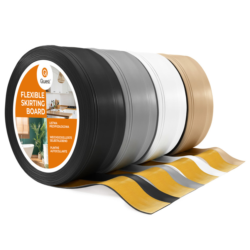 Selbstklebende PVC-Sockelleiste, flexible DEKOR-Leiste, 50x20mm, grau