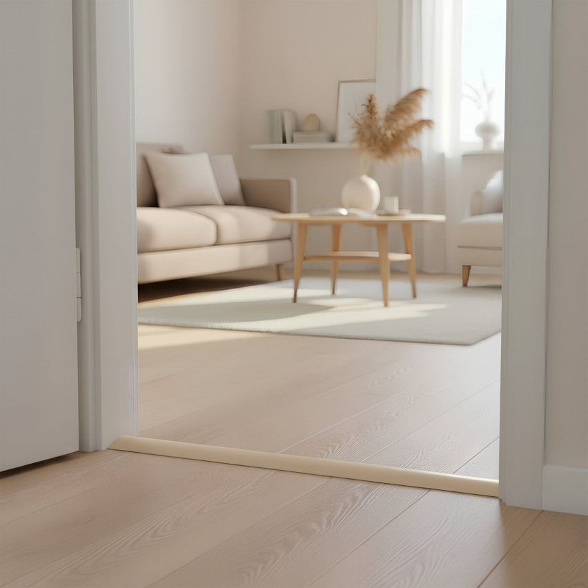 Flexibles PVC-Auffahrprofil für Fliesen, Teppiche, beige