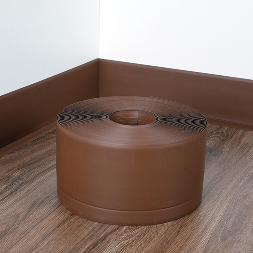 Weichsockelleiste Selbstklebend 100x25 mm, bronze, PVC Sockelleiste, Breite Knickleiste für Wände, Boden, Flexibel, Dekorativ, UV-beständig