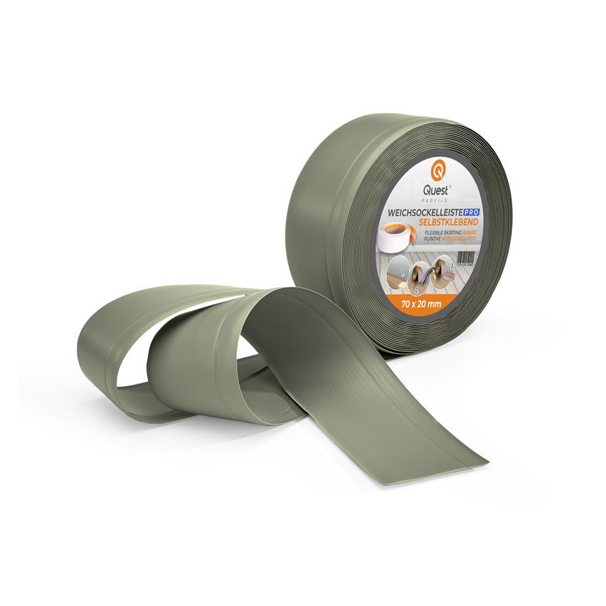 Weichsockelleiste ohne Klebeband 70x20 mm, PVC Sockelleiste, Breite Knickleiste für Wände, Boden, Flexibel, Dekorativ, UV-beständig, olive