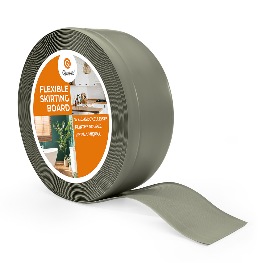 Weichsockelleiste ohne Klebeband 70x20 mm, PVC Sockelleiste, Breite Knickleiste für Wände, Boden, Flexibel, Dekorativ, UV-beständig, olive