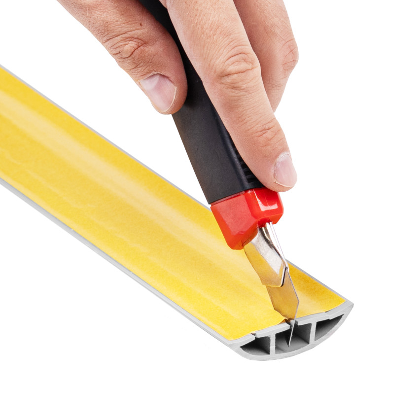 Kabelkanal Selbstklebend PVC Kabelbrücke Boden, Stolperschutz, 3 Kanäle, Halbrund, Zuschneidbar , weiß