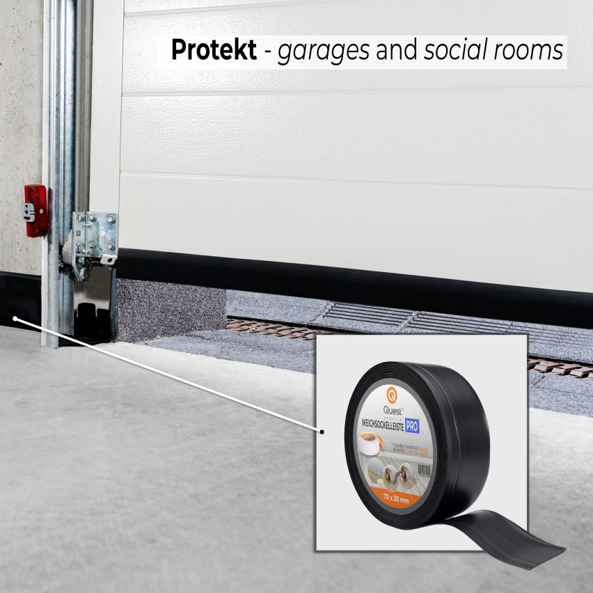 Weichsockelleiste Selbstklebend 70x20 mm, PVC Sockelleiste, Breite Knickleiste für Wände, Boden, Flexibel, Dekorativ, UV-beständig, schwarz