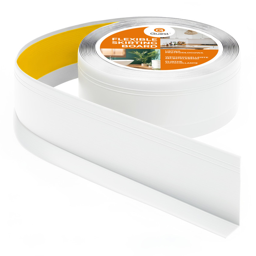 Selbstklebende PVC Sockelleiste, flexible Dekorleiste DEKOR, 70x20mm, weiß