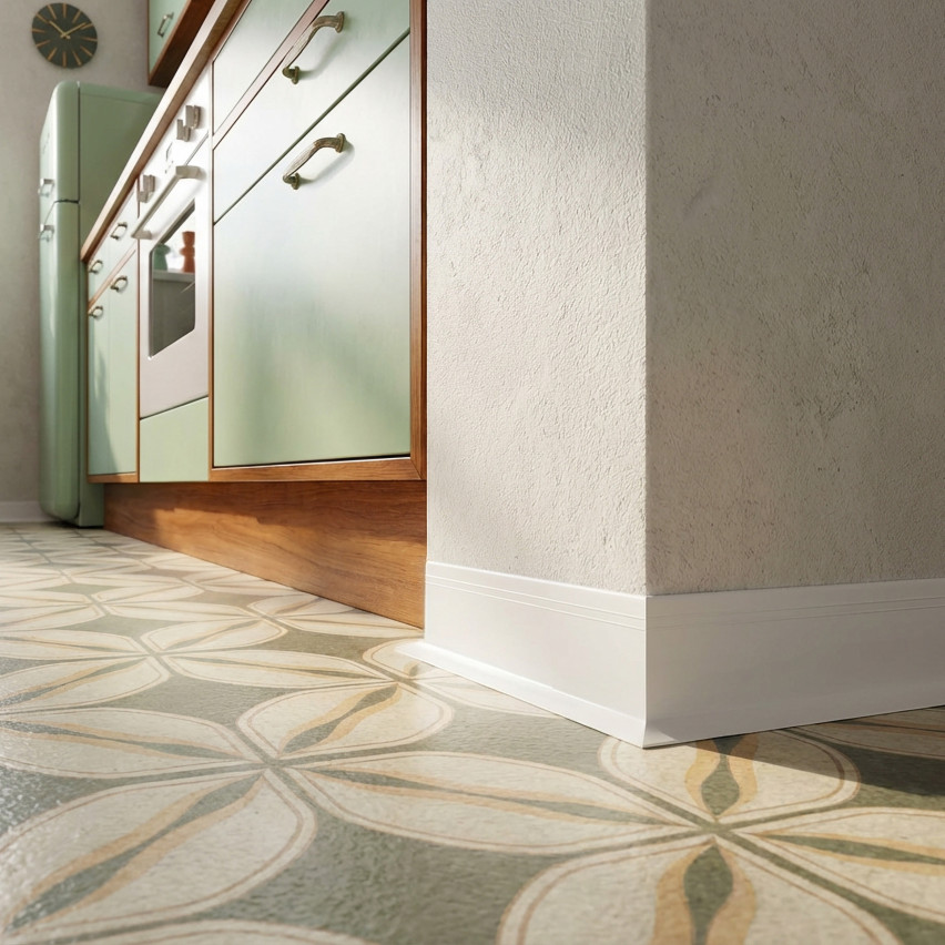 Selbstklebende PVC Sockelleiste, flexible Dekorleiste DEKOR, 70x20mm, weiß