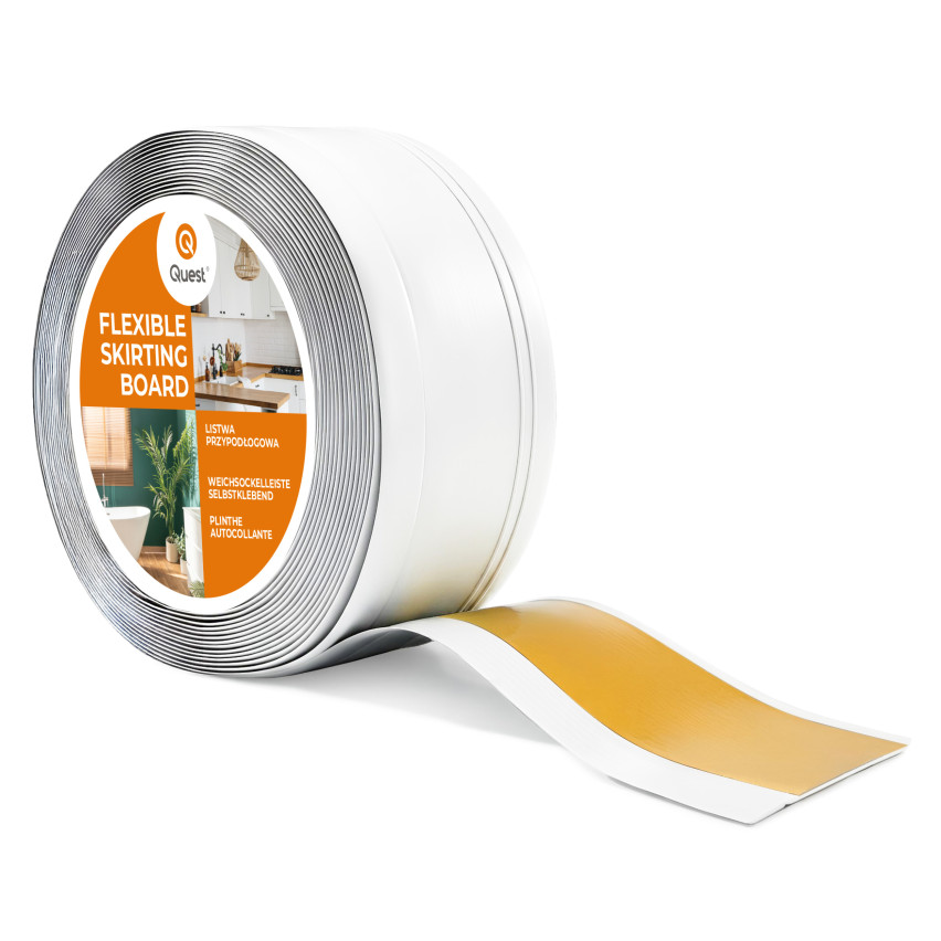 Selbstklebende PVC Sockelleiste, flexible Dekorleiste DEKOR, 70x20mm, weiß