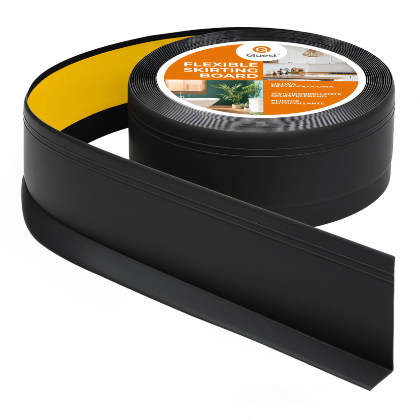 Selbstklebende PVC-Sockelleiste, flexible DEKOR Fußleiste, 70x20mm, schwarz