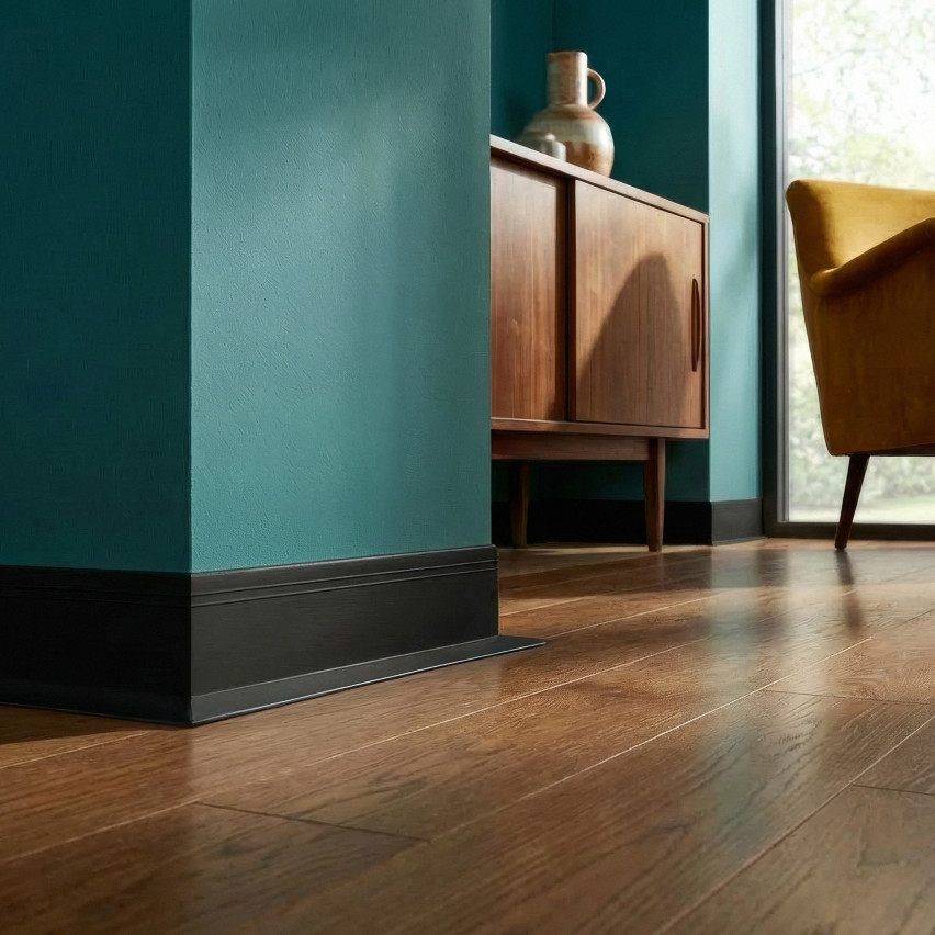 Selbstklebende PVC-Sockelleiste, flexible DEKOR Fußleiste, 70x20mm, schwarz