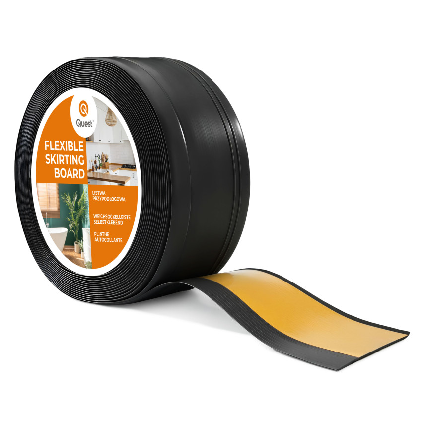 Selbstklebende PVC-Sockelleiste, flexible DEKOR Fußleiste, 70x20mm, schwarz