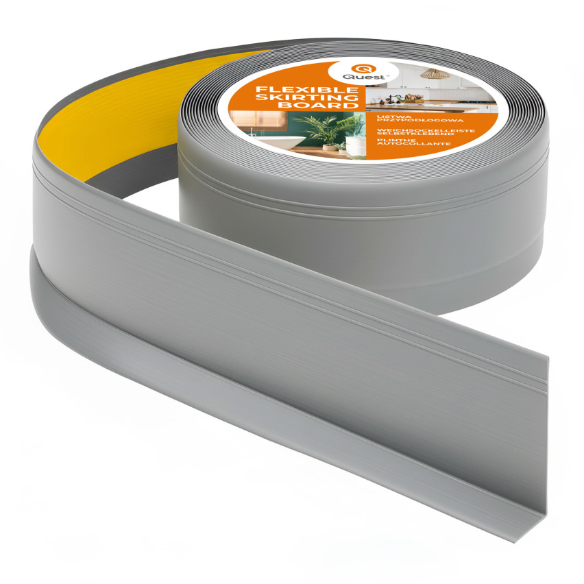 Selbstklebende PVC Sockelleiste, flexible Dekorleiste DEKOR, 70x20mm, grau