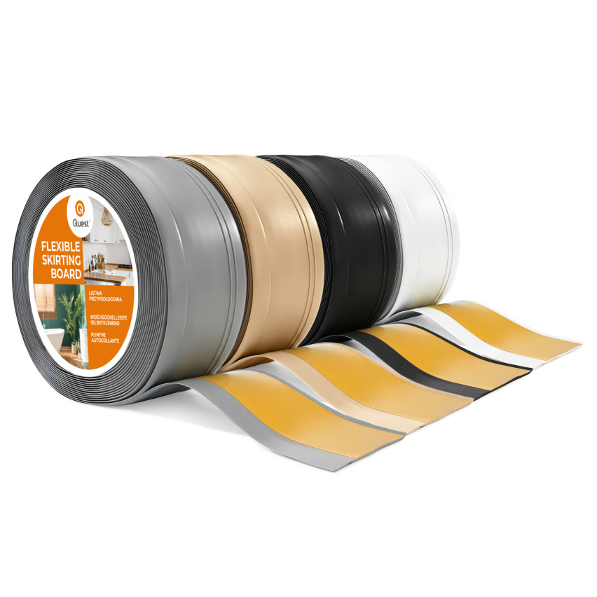 Selbstklebende PVC-Sockelleiste, flexible DEKOR Fußleiste, 70x20mm, schwarz