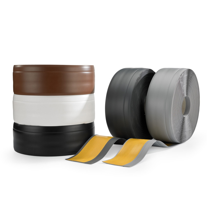 Weichsockelleiste Selbstklebend 70x20 mm, grau, PVC Sockelleiste, Breite Knickleiste für Wände, Boden, Flexibel, Dekorativ, UV-beständig