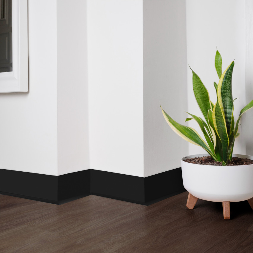 Weichsockelleiste Selbstklebend 70x20 mm, PVC Sockelleiste, Breite Knickleiste für Wände, Boden, Flexibel, Dekorativ, UV-beständig, schwarz