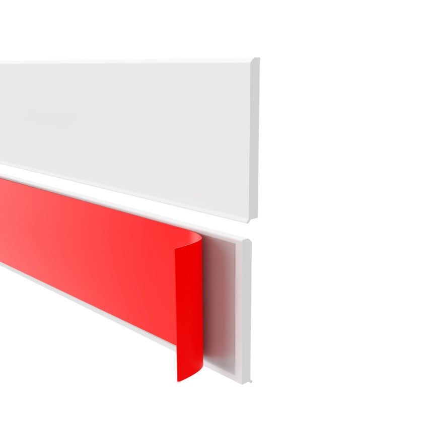 Selbstklebende PVC-Sockelleiste, glatt, 100mm, 10m, weiß