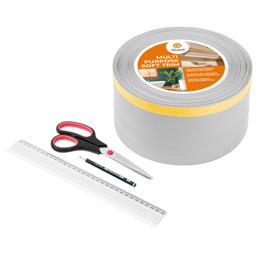 4in1 Multifunktionsleiste, Weichsockelleiste Selbstklebend 120 mm, Abschlussleiste Multifunktional, Flexibel, Dekorativ, UV-beständig, W2, weiß