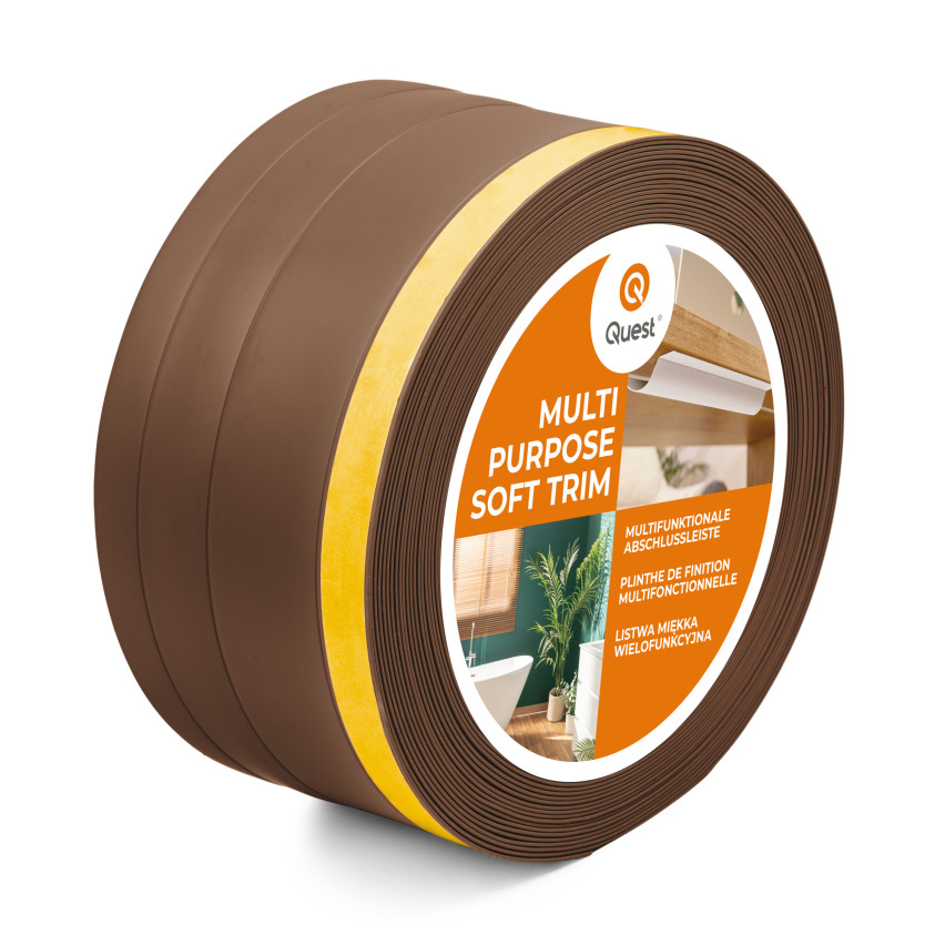 4in1 Multifunktionsleiste, Weichsockelleiste Selbstklebend 120 mm, Abschlussleiste Multifunktional, Flexibel, Dekorativ, UV-beständig, W2, bronze