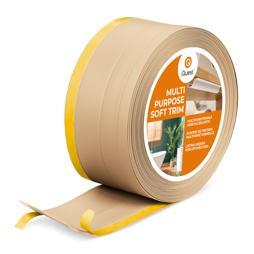 4in1 Multifunktionsleiste, Weichsockelleiste Selbstklebend 120 mm, Abschlussleiste Multifunktional, Flexibel, Dekorativ, UV-beständig, W2, sandig