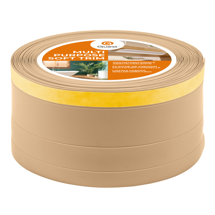 4in1 Multifunktionsleiste, Weichsockelleiste Selbstklebend 120 mm, Abschlussleiste Multifunktional, Flexibel, Dekorativ, UV-beständig, W2, sandig