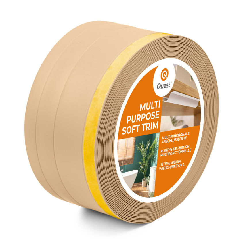 4in1 Multifunktionsleiste, Weichsockelleiste Selbstklebend 120 mm, Abschlussleiste Multifunktional, Flexibel, Dekorativ, UV-beständig, W2, sandig