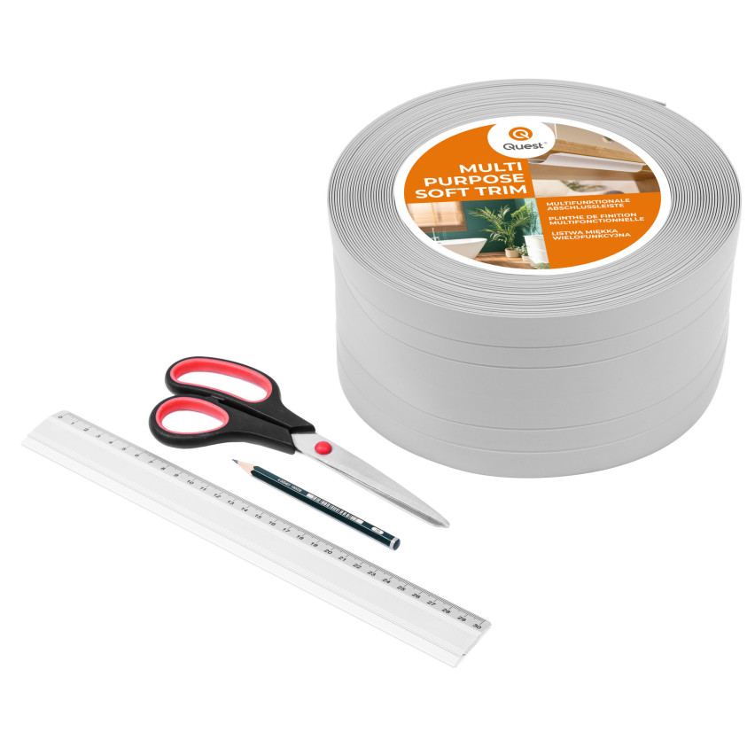2in1 Multifunktionsleiste, Weichsockelleiste Selbstklebend 110 mm, Abschlussleiste Multifunktional, Flexibel, Dekorativ, UV-beständig, W4, weiß