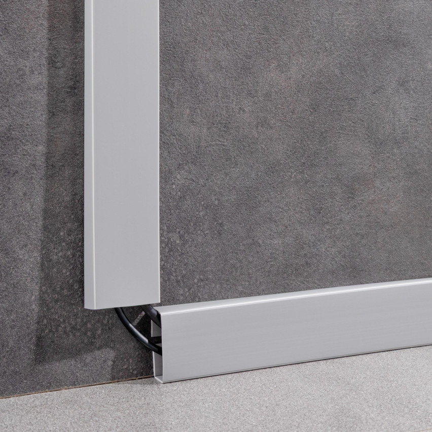 2in1 Multifunktionsleiste, Weichsockelleiste Selbstklebend 110 mm, Abschlussleiste Multifunktional, Flexibel, Dekorativ, UV-beständig, W4, dunkelgrau