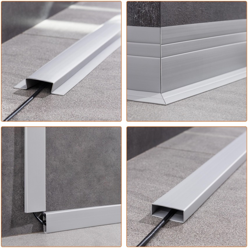 2in1 Multifunktionsleiste, Weichsockelleiste Selbstklebend 110 mm, Abschlussleiste Multifunktional, Flexibel, Dekorativ, UV-beständig, W4, sandig