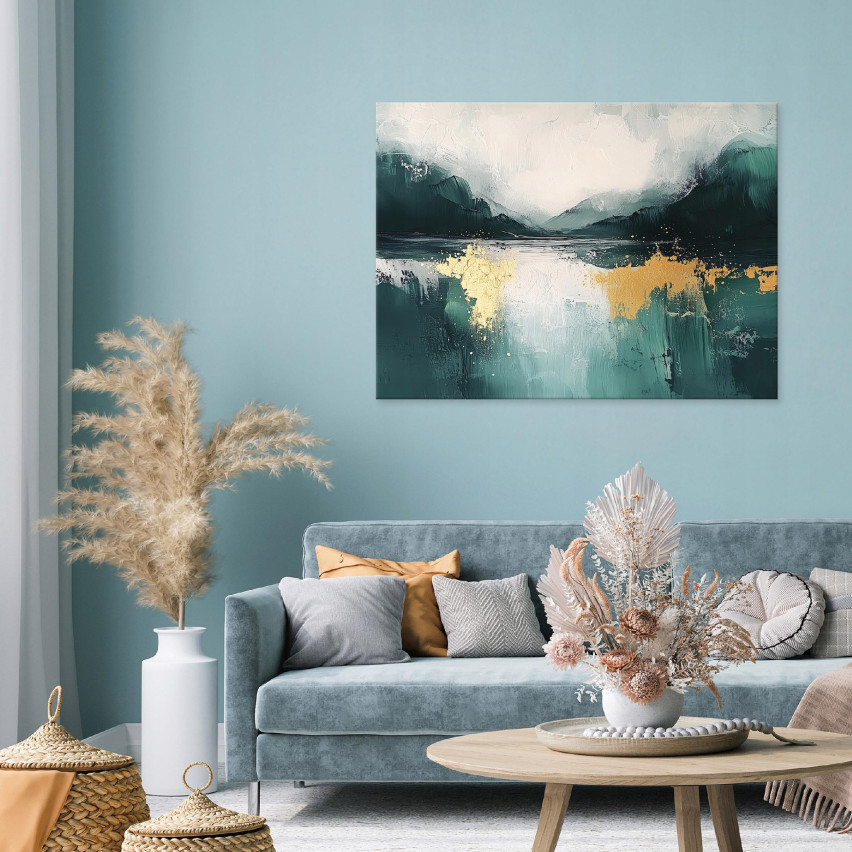 Leinwandbild, abstraktes Goldmotiv, für Schlafzimmer, Wohnzimmer und Küche, 40x30 cm
