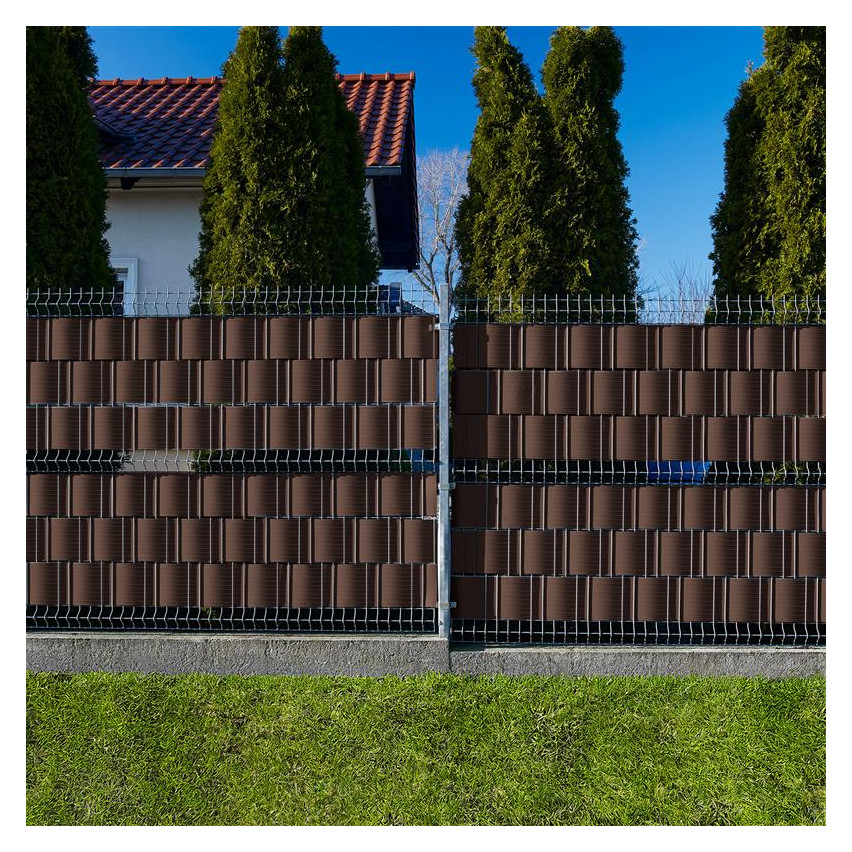 Sichtschutzstreifen für Doppelstabmatten, Sichtschutz für Garten, Zaun und Balkon UV-beständig, 900 g/m2, 19cm, bronze
