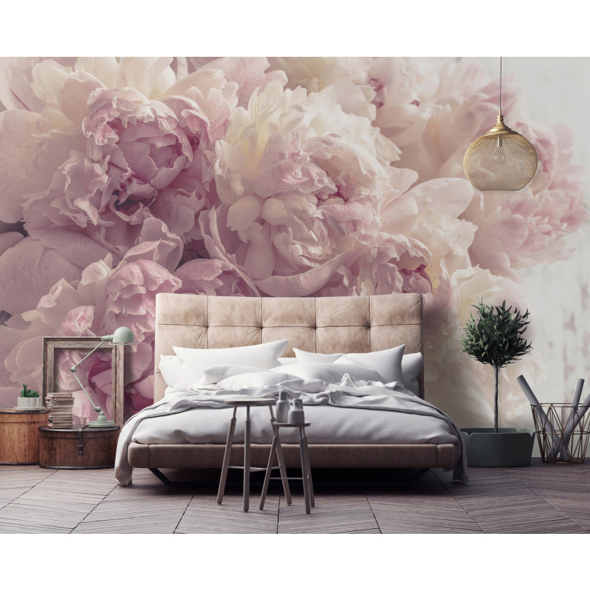 Fototapete Blumen Rosa Pfingstrosen für Schlafzimmer Wohnzimmer Tapete 350X250