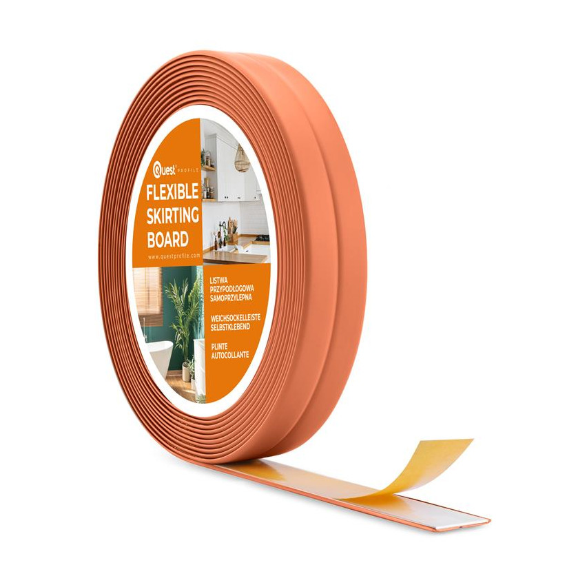 Weichsockelleiste Selbstklebend 10x10 mm, PVC Knickleiste für Küche, Badezimmer, Flexibel, Dekorativ, UV-beständig, ziegelstein, 5 m