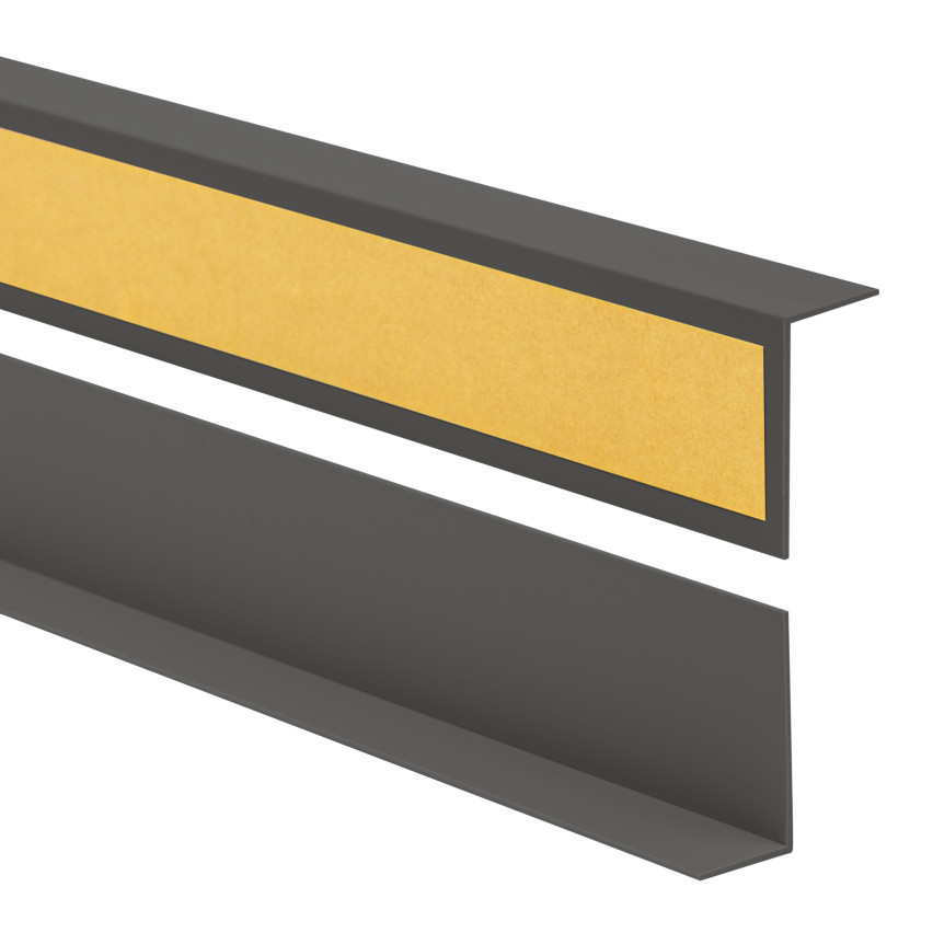 Winkelprofil Selbstklebend  , Hart-PVC Kantenschutzprofil, Winkelleiste für Innenecken, L-Form, KTZ, dunkelgrau