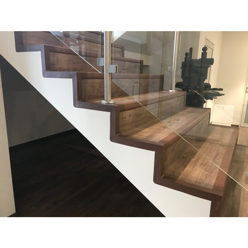 5-tlg. Abschluss Set für Treppen - PVC Treppenkantenprofil + seitliche Abdeckungen , 52x40mm, bronze