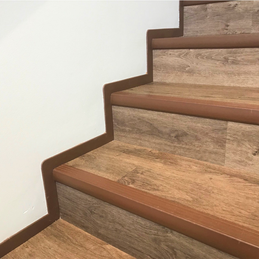 5-tlg. Abschluss Set für Treppen - PVC Treppenkantenprofil + seitliche Abdeckungen , 52x40mm, dunkelgrau