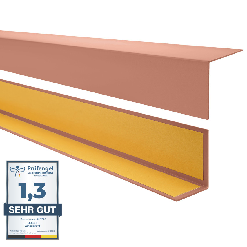 Winkelprofil Selbstklebend hellbraun, Kantenschutzprofil aus Hart-PVC, Dekorative Winkelleiste für Kanten und Ecken, L-Form, KTK