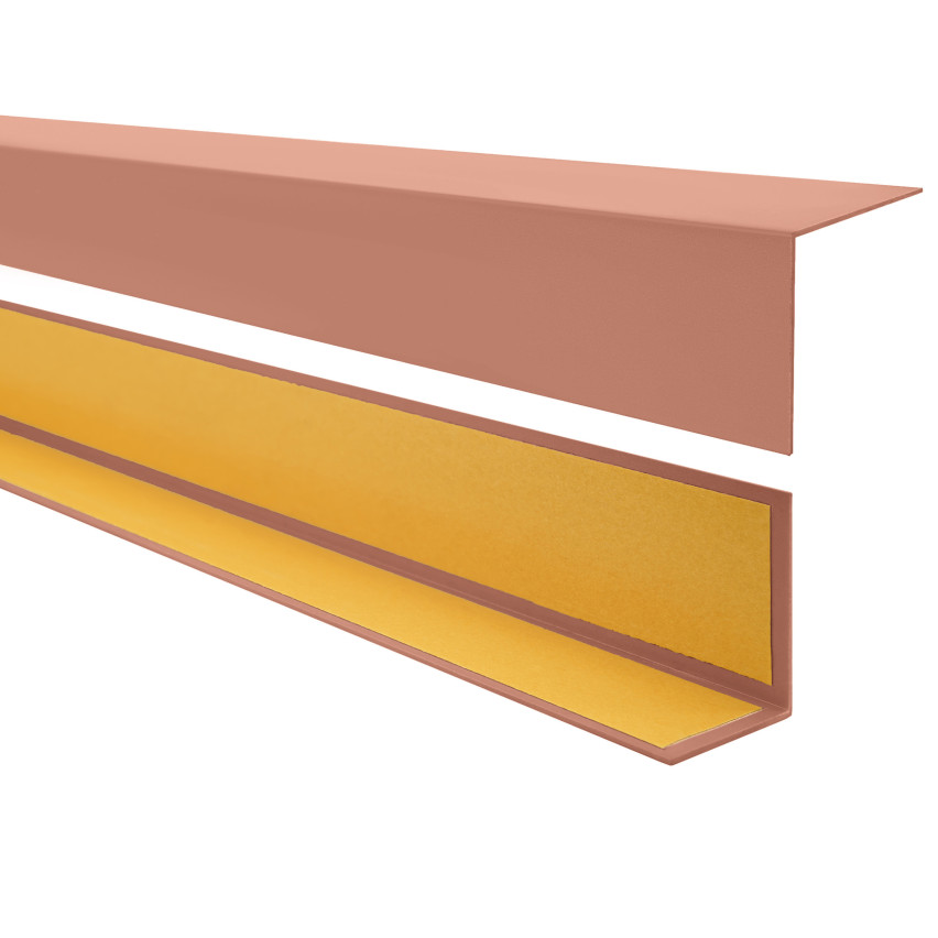Winkelprofil Selbstklebend hellbraun, Kantenschutzprofil aus Hart-PVC, Dekorative Winkelleiste für Kanten und Ecken, L-Form, KTK