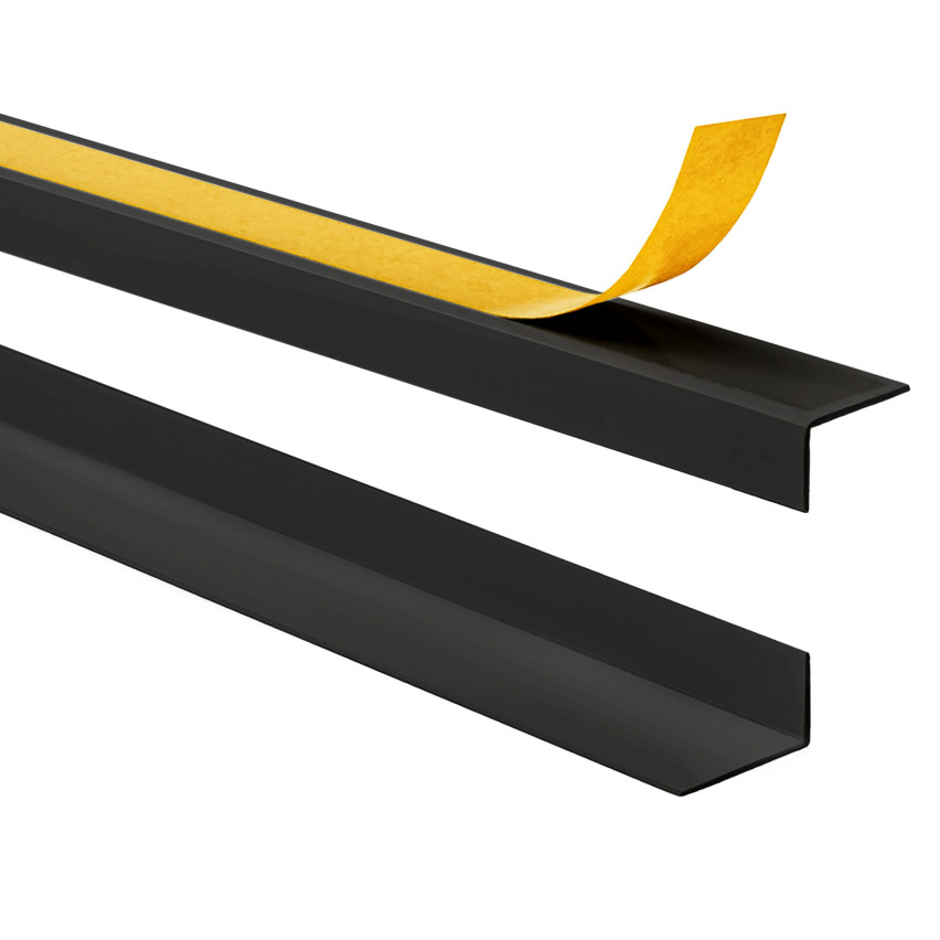Winkelprofil Selbstklebend  , Hart-PVC Kantenschutzprofil, Winkelleiste für Innenecken, L-Form, KTZ, schwarz