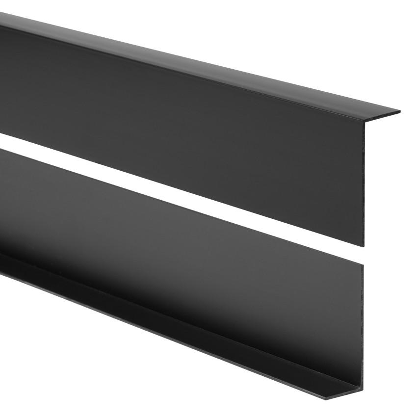 Winkelprofil schwarz, Hart-PVC Kantenschutzprofil, Winkelleiste für Kanten und Ecken, Dekorativ, L-Form, KT