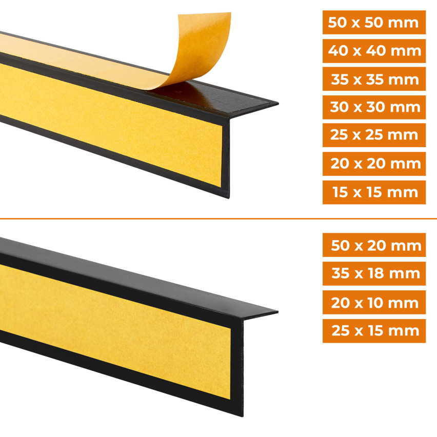Winkelprofil Selbstklebend  , Hart-PVC Kantenschutzprofil, Winkelleiste für Innenecken, L-Form, KTZN, grau
