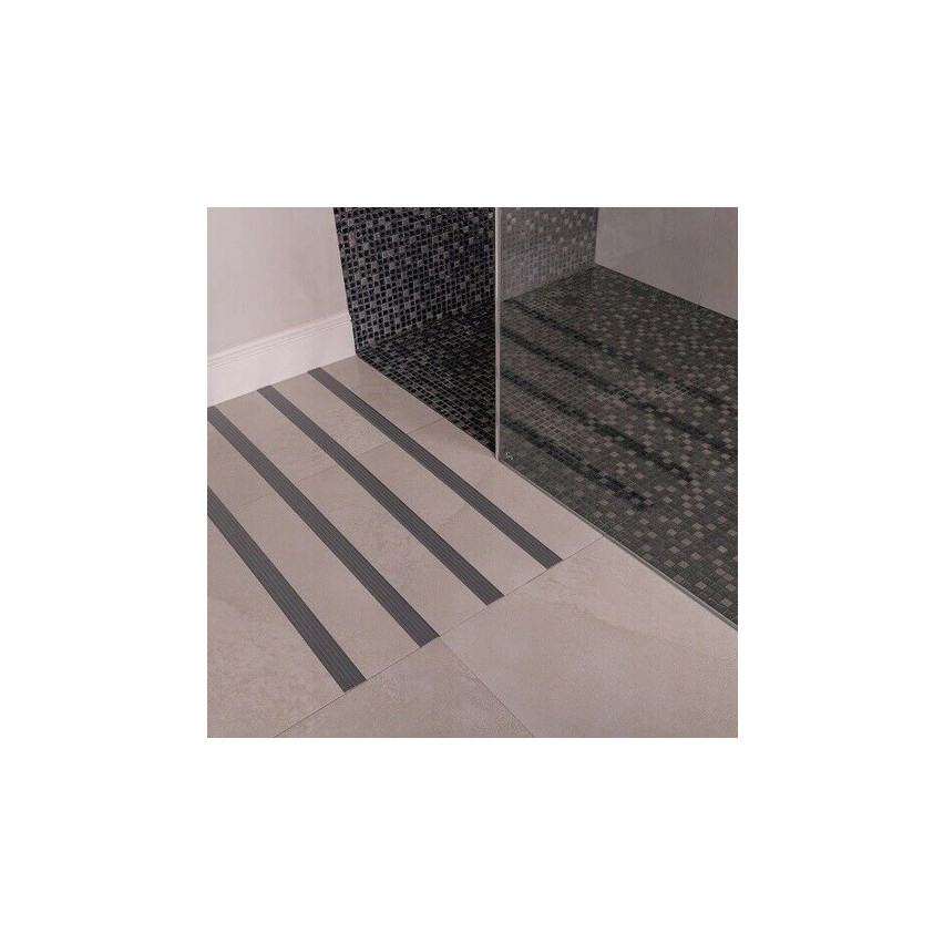 PVC Antirutsch Klebeband 35 mm, Anti-Rutsch Streifen für Treppenstufen, Badewanne, Dusche, dunkelgrau, 5 m