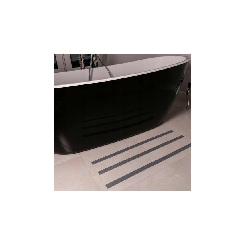 PVC Antirutsch Klebeband 35 mm, Anti-Rutsch Streifen für Treppenstufen, Badewanne, Dusche, dunkelgrau, 5 m