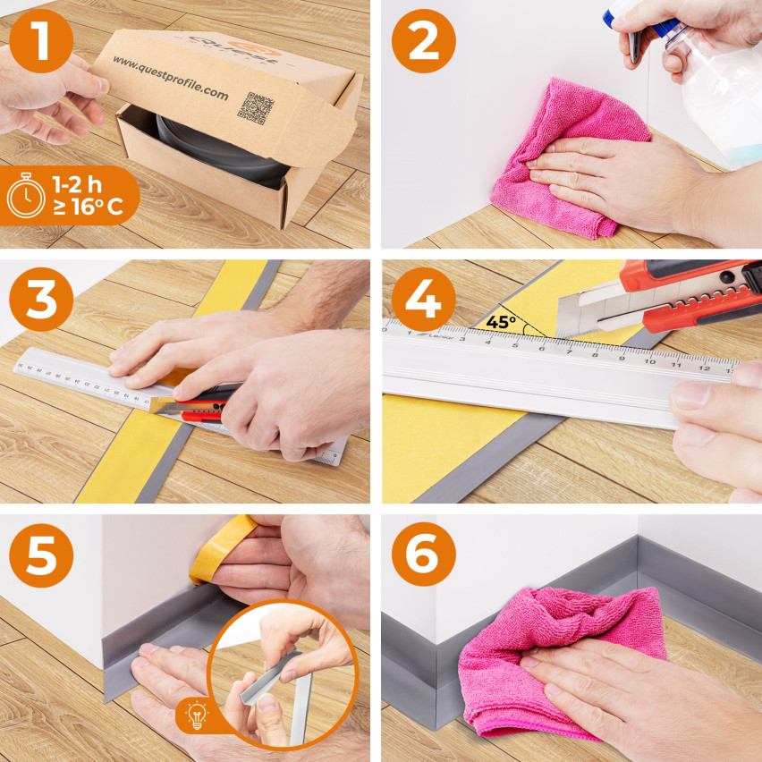 Weichsockelleiste Selbstklebend 50x20 mm, PVC Sockelleiste, Knickleiste für  Wand, Boden Flexibel, Dekorativ, UV-beständig, ziegelstein